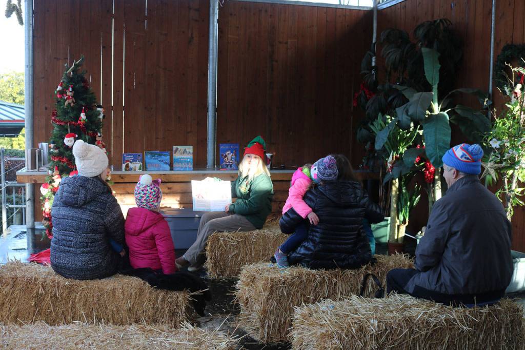 Zoo visitors hear a story read by one of Santas elves. Nicole Jennings/staff photo