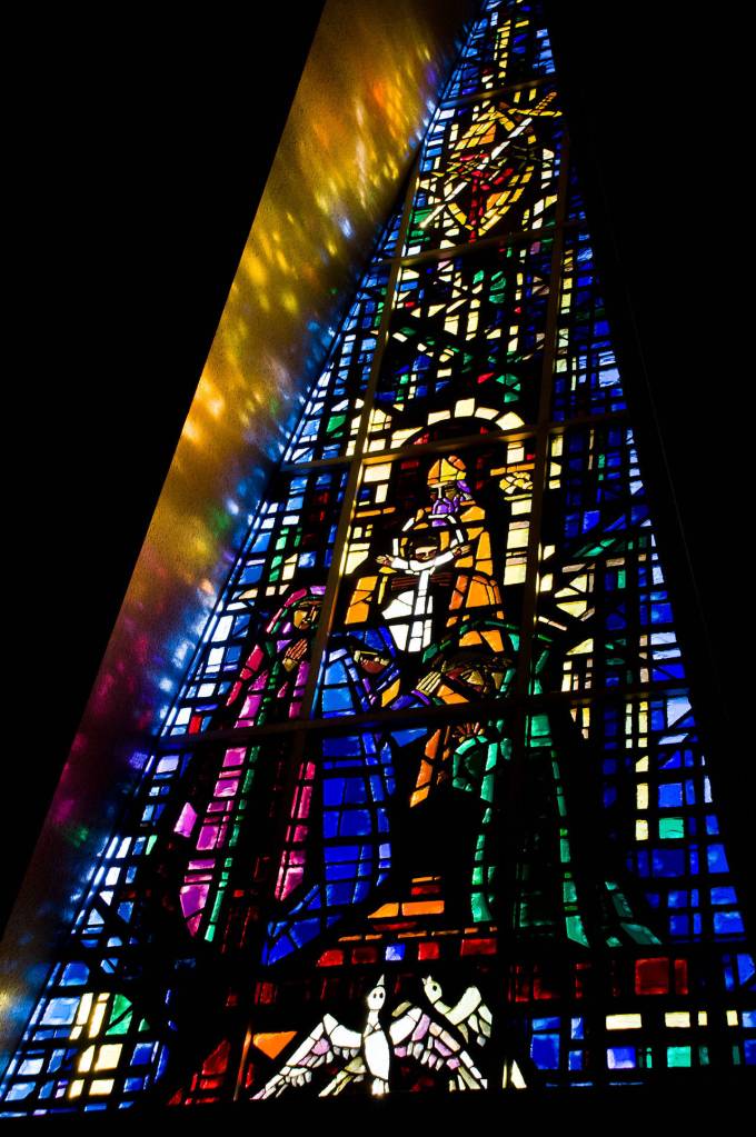 Members of Preserve Providence Heights are concerned for the fate of the 30-foot stained glass windows in the Providence Heights chapel. Photo courtesy of Michael Sladek
