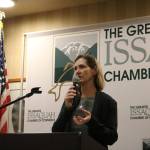 New Issaquah Mayor Mary Lou Pauly speaks at the Issaquah Chamber of Commerces first luncheon of the year on Thursday. Nicole Jennings/staff photo
