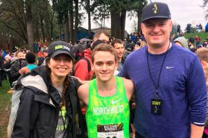 Photo courtesy of Troy Anderson                                Eastlake Wolves senior Nate Pendleton, center, will run track and Cross Country at Washington State University.