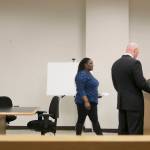 Rials mother Deidre Riggs tells the judge that her daughter is a good person and a loving mother of a 5-year-old. Nicole Jennings/staff photo