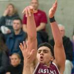 Photo courtesy of Patrick Krohn/Patrick Krohn Photography                                Skyline senior forward Evan Alexander, left, tries to block Eastlake junior Yousef Elkugia. Skyline earned a 55-54 win against the Eastlake Wolves in a loser-out, KingCo 4A playoff matchup on Feb. 15.