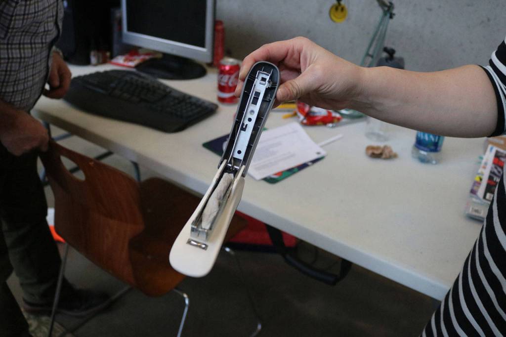 A toke is hidden inside of an innocent-looking stapler. Nicole Jennings/staff photo