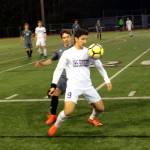 Shaun Scott, staff photo                                Issaquah Eagles forward Jacob Barsher controls the ball while being guarded by Mount Sis Inaki McCarthy in the first half of play. Issaquah defeated Mount Si 2-0 in overtime on March 24 at Gary Moore Stadium in Issaquah.