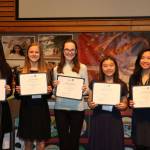 Sammamish-area AAUW honorees from left, Jaime Lee, Ellie Talius, Caitlyn Nye, Allison Li and Lauren Kim. Photo courtesy of Peg Eagle