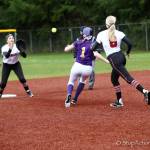 Photo courtesy of Don Borin/Stop Action Photography                                Issaquah Eagles softball player Athena Benjamin gets caught between the basepaths against the Mount Si Wildcats in a KingCo 4A contest on April 5. Mount Si defeated Issaquah, 6-4.