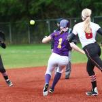 Photo courtesy of Don Borin/Stop Action Photography                                Issaquah Eagles softball player Athena Benjamin gets caught between the basepaths against the Mount Si Wildcats in a KingCo 4A contest on April 5. Mount Si defeated Issaquah, 6-4.