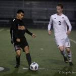 Photo courtesy of Don Borin/Stop Action Photography                                Issaquah Eagles midfielder Dawson Oen, left, controls the ball while being defended by Mount Si midfielder Jared Davies, right, in a matchup between KingCo 4A soccer teams on April 13.
