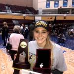 Photo courtesy of Kelly Anderson                                Skyline 2014 graduate Crystal Anderson celebrates after her team (Claremont-Mudd-Scripps) won the NCAA Division-III volleyball national championship on Nov. 18, 2017 in Grant Rapids, Michigan.