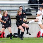 Photo courtesy of Rick Edelman/Rick Edelman Photography                                Issaquah High School 2017 graduate Kaylene Pang (pictured on right), who will be a sophomore defender on the University of Washington Huskies womens soccer team when it opens up regular season action this fall, competes against Seattle University in a spring game on April 12 in Seattle. Pang made 10 appearances off of the bench during her freshman season in 2017.