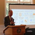 Sammamish city manager Lyman Howard gave a state of the city address at the Sahalee Country Club on April 19. Aaron Kunkler/Staff Photo