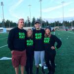 The Cushings at Eastlake High School Relay for Life in June 2017, wearing sweatshirts sporting Bens nickname. From left, Scott, Alison, Ben and Emily. Photo courtesy of Cushing family