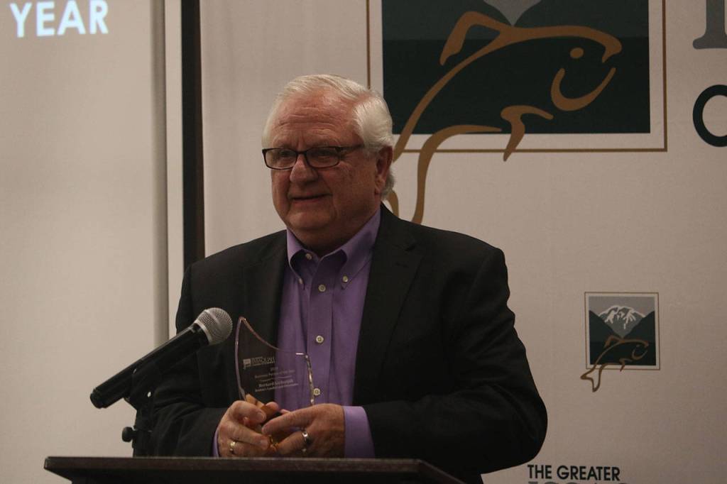 Bernard Garbusjuk of Boehms Chocolate was was presented with the Business Person of the Year award by the Greater Issaquah Chamber of Commerce. Aaron Kunkler/Staff photo