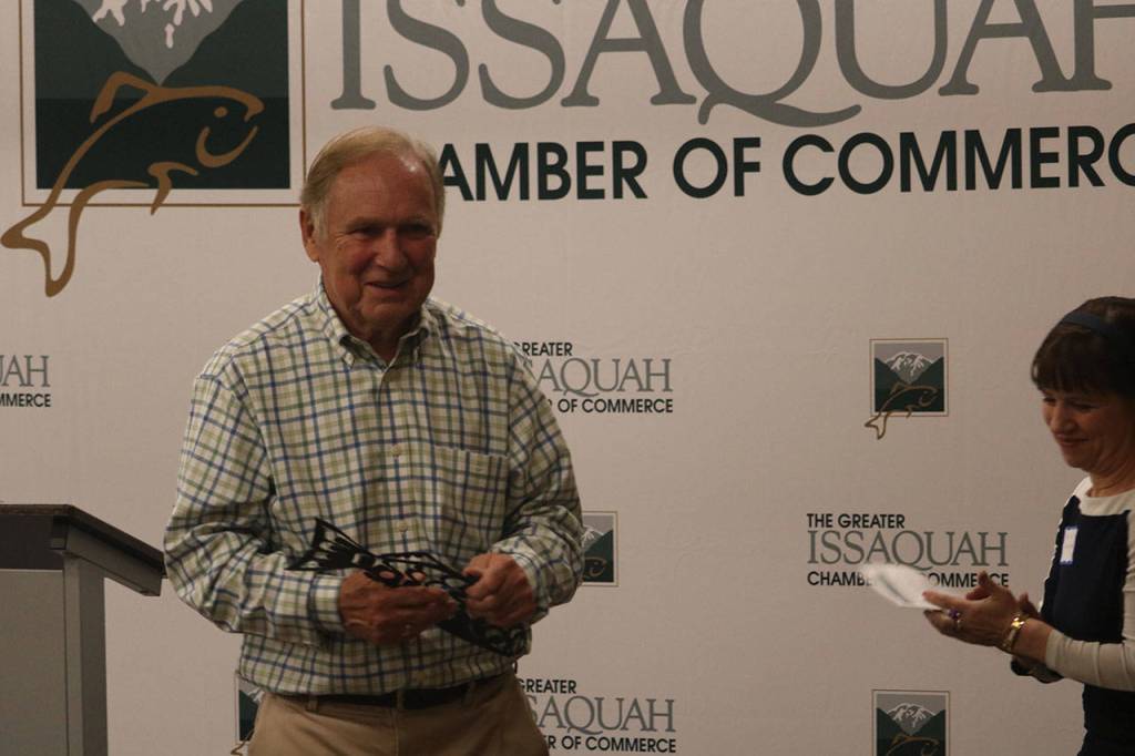 Wally Pereyra received the Salmon Champion award from the Friends of the Issaquah Salmon Hatchery for his salmon habitat conservation efforts. Aaron Kunkler/Staff photo