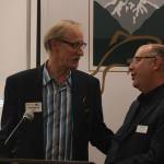 Craig Nelson, left, president of the Rotary Club of Issaquah, accepted the inaugural Ed Pingul Award on behalf of Fred Nystrom who was unable to be at the banquet. Aaron Kunkler/Staff photo