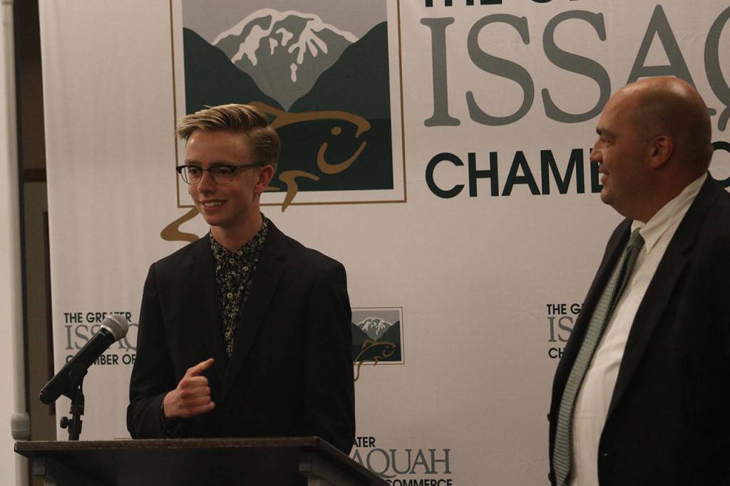 Jared Putney, left, was one of two recipients of the Rotary Students of the Year award. Aaron Kunkler/Staff photo