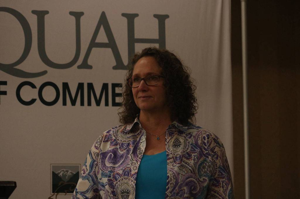 Michelle Winterstein received the Kiwanis Club of Issaquahs Volunteer of the Year award at the May 8 ceremony. Aaron Kunkler/Staff photo