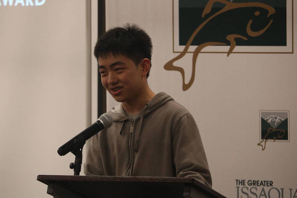 Nalu Zou was presented with the Youth Leadership Award during the Greater Issaquah Chamber of Commerces 39th Annual Community Awards Banquet. Aaron Kunkler/Staff photo
