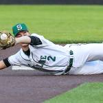 Photo courtesy of Rick Edelman/Rick Edelman Photography                                Skyline Spartans shortstop Alex Brenner, left, dives for a ball while Inglemoor baserunner Eunsang Yu slides into second base in the KingCo 4A baseball championship game on May 9 at Bannerwood Park in Bellevue. Inglemoor defeated Skyline 7-3.