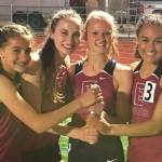 Photo courtesy of Troy Anderson                                The Eastlake Wolves 1600 relay team consisting of Brooke Manson, Azita Balsara, Alexia Bryant and Isobel McCann captured second place at the KingCo 4A championships on May 11 at Skyline High School in Sammammish. The Wolves quartet clocked a time of 4:01.92, which set a new Eastlake High School record in the event.