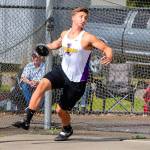 Photo courtesy of Don Borin/Stop Action Photography                                Issaquah Eagles senior thrower Joey Jensen captured first place in discus with a toss of a 177 feet, six inches at the Class 4A District II track championships on May 18 at the Southwest Athletic Complex in Seattle. Jensens toss was 42 feet further than the second place finisher (Logan Milks).