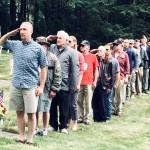 Veterans attending the memorial day event perform a salute. William Shaw/Staff Photo