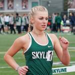 Skyline Spartans senior Amber McGraw, right, competes in an event during the 2018 track season. McGraw will run cross country and track at Seattle Pacific University during the 2018-19 school year.                                Photo courtesy of Tedesco Photography