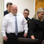 Led by defense attorney Rachel Forde, William Earl Talbott II enters Snohomish County Superior Court on Tuesday in Everett to be arraigned for the 1987 murders of Jay Cook, 20, and Tanya Van Cuylenborg, 18. (Andy Bronson / The Herald)