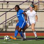 The Issaquah Gunners FC womens soccer team, which competes in the WPSL, earned a 2-1 win against the Eugene Timbers FC Azul on June 16 at Issaquah High School. The Gunners improved their overall record to 2-0-1 with the victory. Natasha Baptiste, left, controls the ball against the Timbers. Photo courtesy of Rick Edelman/Rick Edelman Photography