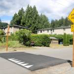 One of the temporary speed humps installed on SE Bush Street in Issaquahs Olde Town. Evan Pappas/Staff Photo