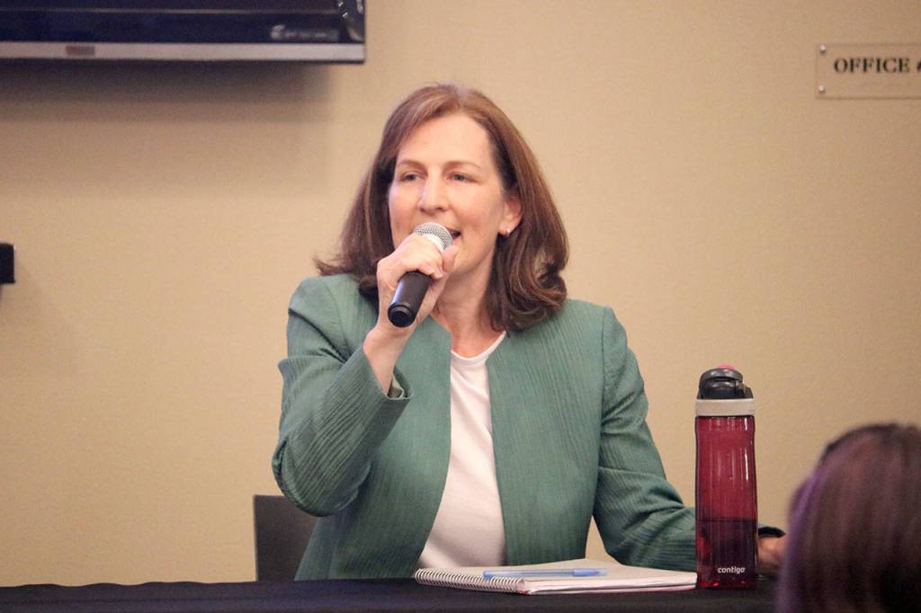 Dr. Kim Schrier explains her plans for health care policy changes. Evan Pappas/staff photo