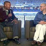 Hallstrom and Brown doing pregame coverage before the Arena Football Championship in New Orleans back in 2007. Courtesy of Thunder Sports Network.