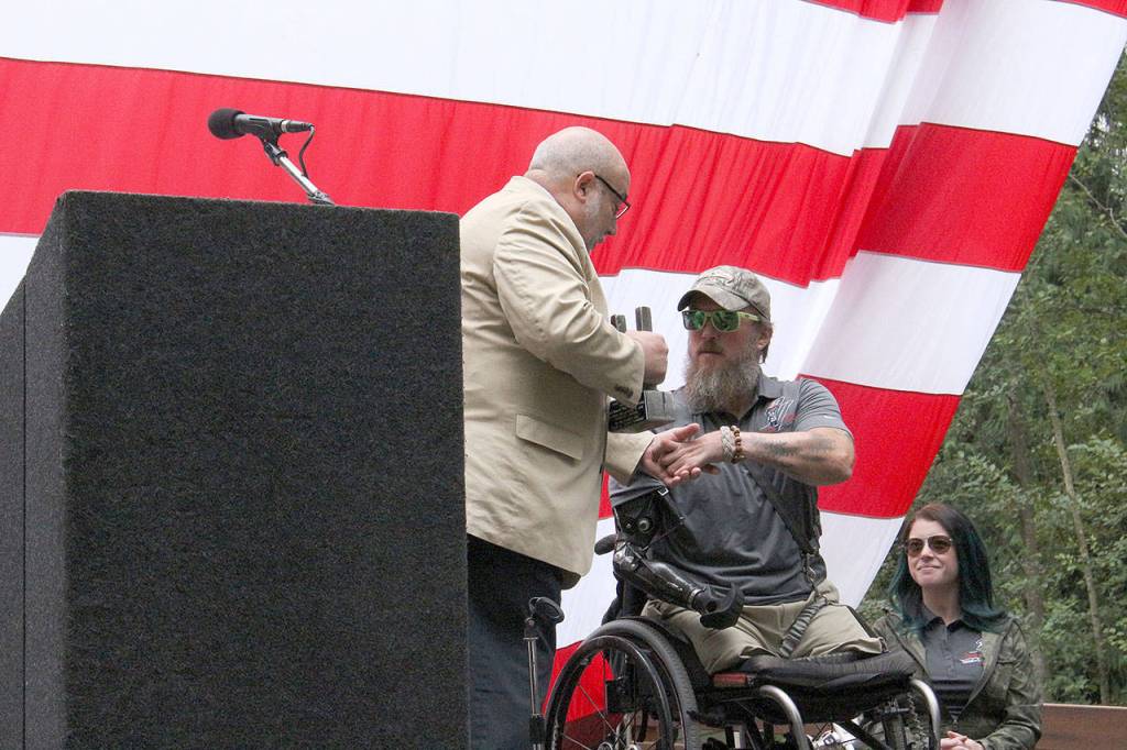 Major Edward Flip Klein receives specially made smart home in Issaquah. Madison Miller/staff photo.