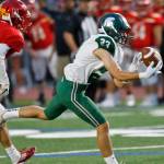 Skyline Spartans junior receiver Luke Rohleder (pictured) had two receiving touchdowns against the Newport Knights on Sept. 21 at Newport High School in Factoria. Skyline defeated Newport 50-21. Photo courtesy of Jim Nicholson