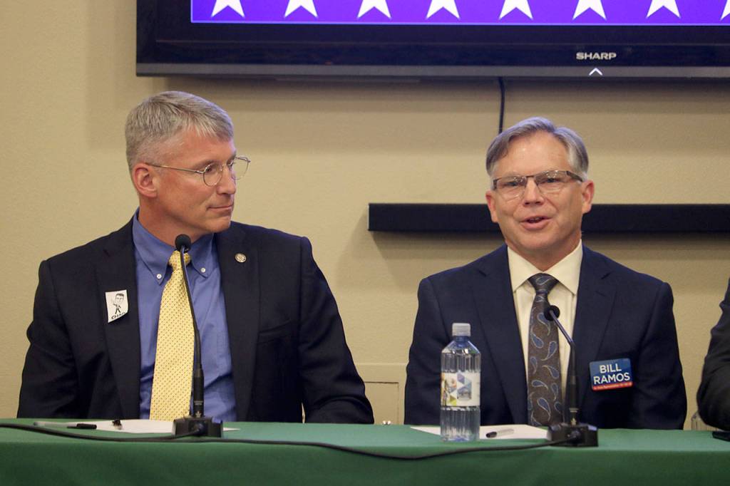Candidates Chad Magendanz and Bill Ramos give their thoughts on the education funding in the district and the state as a whole. Evan Pappas/Staff Photo