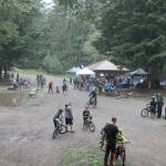 Bikers gather at the clearing in Duthie Hill Park for food, activities, and games. Evan Pappas/Staff Photo