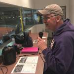 Bill Foote (pictured) announces substitutions during the Issaquah Eagles girls soccer teams first round state playoff game against the Kentridge Chargers on Nov. 7 in the press box at Gary Moore Stadium in Issaquah. Shaun Scott/staff photo