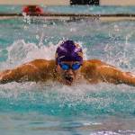 Issaquah Eagles junior Chris Leu (pictured) competes in a race in the season opener against the Liberty Patriots on Nov. 29. Leu advanced to the Class 4A state swim meet during the 2017-18 season in the 200 free and 100 fly. Photo courtesy of Don Borin/Stop Action Photography
