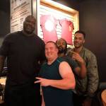 Sportswriter Shaun Scott and his friends Brian Walker and Tony Walker met NBA legend Shaquille ONeal at Big Chicken restaurant in Las Vegas, Nevada on Nov. 24. Courtesy photo