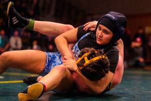 The Issaquah School District Foothills middle school wrestling tournament took place on Jan. 19. The event, which featured grapplers in the ISD, was the largest tournament of the 2018-19 season. Beaver Lake 115-pound wrestler Lilli Montenegro, pictured, defeated Maywood 115-pound wrestler Kevin Carlson 18-2 in the championship match. Photo courtesy of Don Borin/Stop Action Photography