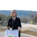 Mayor Mary Lou Pauly talks to the audience about the work put in to making the largest capital project in city history a reality. Evan Pappas/Staff Photo