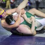 Issaquah Eagles 285-pound grappler Mitchell Barnes, left, earned two wins during the Mat Classic Class 4A state wrestling tournament on Feb. 15-16 at the Tacoma Dome. Photo courtesy of Don Borin/Stop Action Photography
