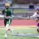 Issaquah senior defender Conor Temple, right, puts pressure on a Roosevelt player in a matchup on March 22. Issaquah defeated Roosevelt 11-3. Photo courtesy of Rick Edelman/Rick Edelman Photography