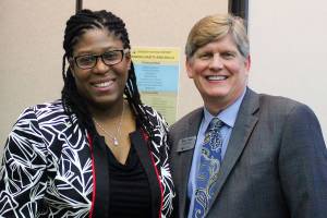 Sydne Mullings was recently appointed to the Issaquah school board on March 27. Superintendent Ron Thiele swore her into office. Photo courtesy of Issaquah School District.