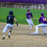Issaquah Eagles shortstop Tyler Reese, left, and second baseman Joseph DePalo turn a game-saving double play in the top of the sixth inning with the bases loaded. Issaquah defeated Ingelmoor 2-0 on April 12 in Issaquah. Photo courtesy of Don Borin/Stop Action Photography