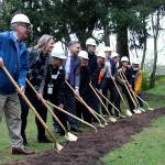 Kailan Manandic/staff photo                                Officials break ground outside Salt House Church for the Eastsides first permanent women and family shelter. Workers hope to complete construction in 2020.