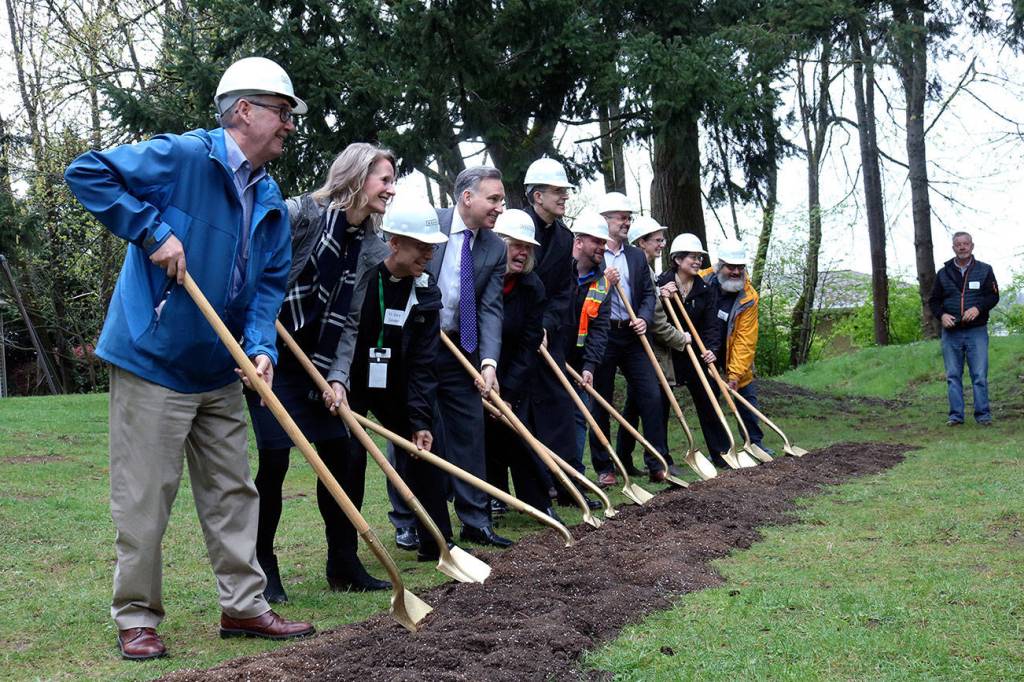 Kailan Manandic/staff photo                                Officials break ground outside Salt House Church for the Eastsides first permanent women and family shelter. Workers hope to complete construction in 2020.