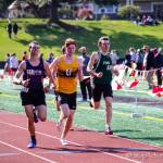 Issaquah Eagles senior Sam Griffith (pictured in the center) registered a fourth-place finish in the 1,600-meter run at the Nike Eason Invitational on April 20 in Snohomish. Griffith tallied a time of 4:20.6. Photo courtesy of Don Borin/Stop Action Photography