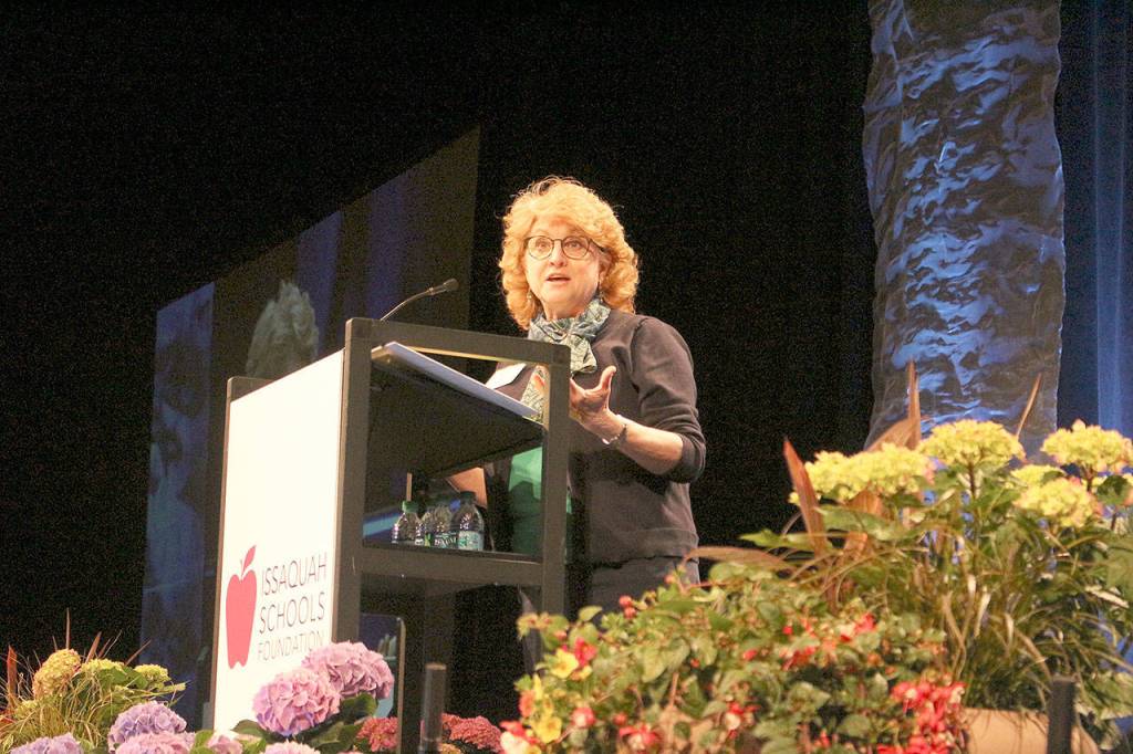 Liberty High School choir teacher, Robin Wood, spoke at the ISF luncheon on May 3. Madison Miller / staff photo