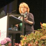 Liberty High School choir teacher, Robin Wood, spoke at the ISF luncheon on May 3. Madison Miller / staff photo